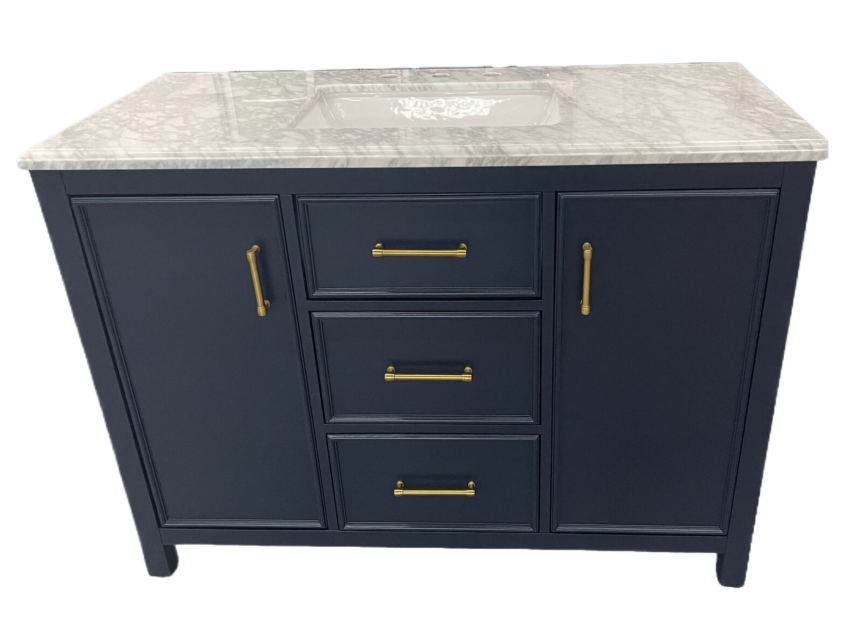Solid Wood + MDF Floor Mounted Vanity Cabinet Bathroom bastin Vanity 46.5 inch With Under Single Sink 4
